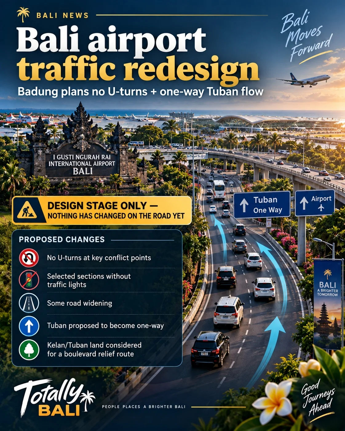 Bali airport traffic redesign around Tuban