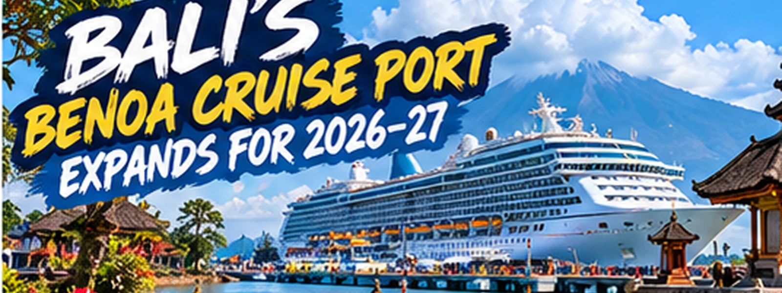 Benoa Port cruise terminal and ship in Bali — editorial illustration